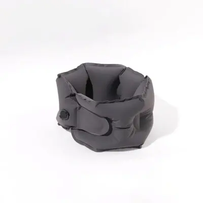 Silikonski U-jastuk za vrat s pritiskom za napuhavanje, 360° podrška DarkGrey