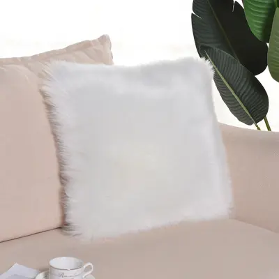 Dvostrana navlaka za jastuk od umjetne vune 40 cm x 40 cm – mekana plišana dekorativna navlaka s ojačanim rubovima Bijela