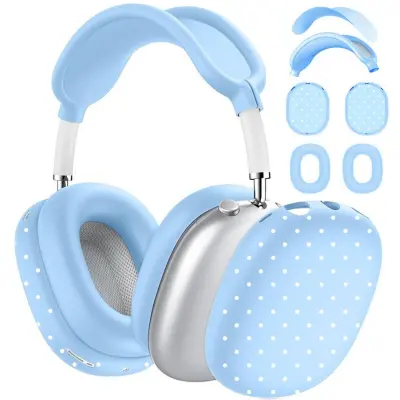 Silikonski zaštitni pokrov za AirPods Max, bijela s točkicama Blue