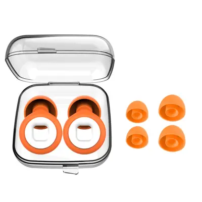 Silikonski čepići u obliku novčića (1 par) – Ugodan bez pritiska, NRR 25-28 dB White+Orange