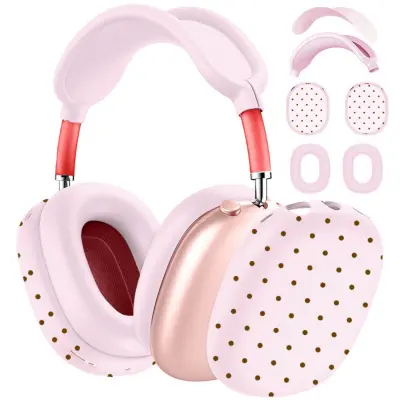 Silikonski zaštitni pokrov za AirPods Max, bijela s točkicama Pink