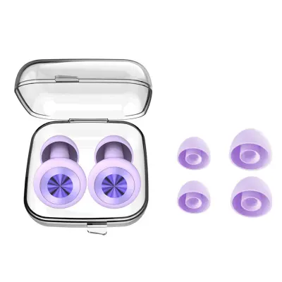 Silikonski čepići za uši protiv buke, perivi par NRR 25-28db Purple