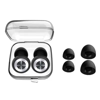 Silikonski čepići za uši protiv buke, perivi par NRR 25-28db Silver + Black