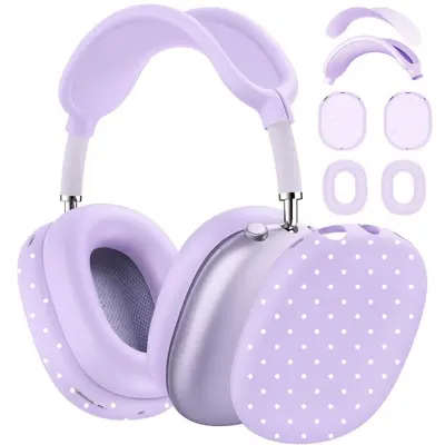 Silikonski zaštitni pokrov za AirPods Max, bijela s točkicama Purple