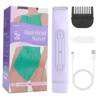 Dvoglavi ženski brijač USB-C, IPX6 vodootporan, inox oštrice Purple