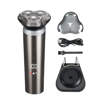 Muški rotacijski brijač, mokro/suho, USB, IPX7, LED zaslon Silver