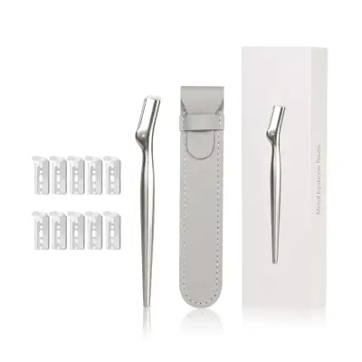 G03-3 Set za obrve s mikrokutnom oštricom i 10 oštrica, srebrni