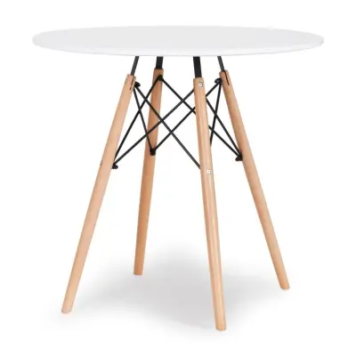 Bijeli okrugli blagovaonski stol Modernhome, skandinavski stil, promjer 80cm