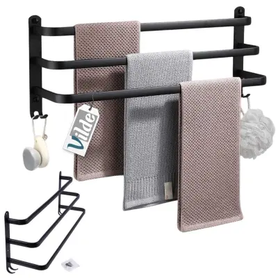 Vješalica za kupaonske ručnike, crna mat, 60cm