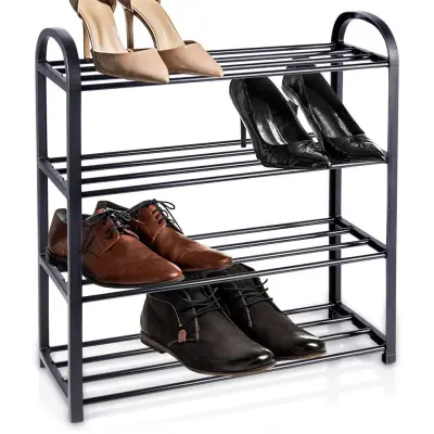Stalak za cipele s 4 police, crni, 50x19x57cm