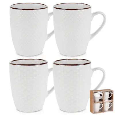 Komplet od 4 komada keramičkih šalica, 400ml, bijela boja
