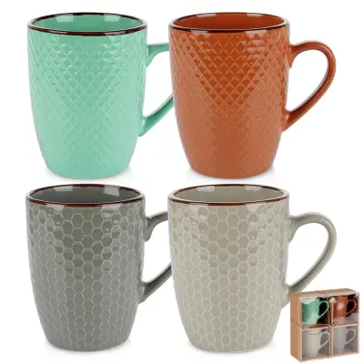 Komplet od 4 komada keramičkih šalica, 400ml, višebojni