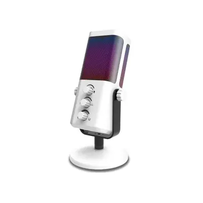 USB RGB kondenzatorski mikrofon za PC, Plug-and-Play, 3.5mm, 360° White