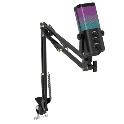 USB gaming mikrofon s boom stalkom, RGB svjetlom i monitoringom Black