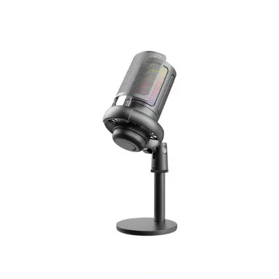 USB gejming mikrofon s RGB, pop-filter i jednim dodirom mute Black