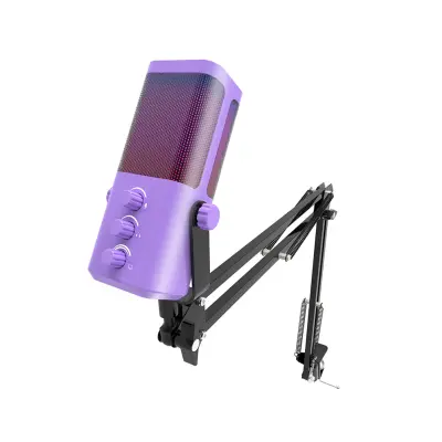 USB gaming mikrofon s boom stalkom, RGB svjetlom i monitoringom Purple