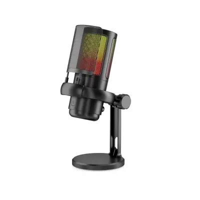 USB kondenzatorski gaming mikrofon s RGB svjetlom i monitoringom Black