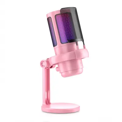 USB kondenzatorski gaming mikrofon s RGB svjetlom i monitoringom Pink