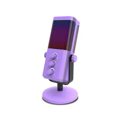 USB RGB kondenzatorski mikrofon za PC, Plug-and-Play, 3.5mm, 360° Purple