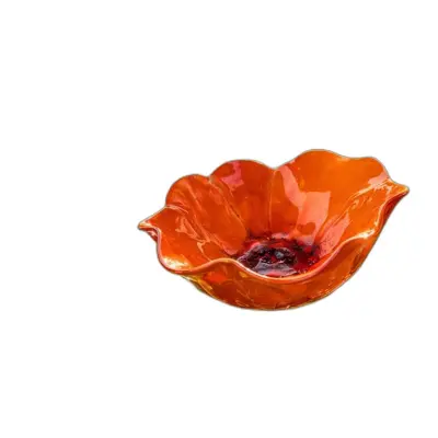 Ručno metalno hranilište cvjetnog oblika i ukras, narančasto, 15cm x 15cm x 60cm