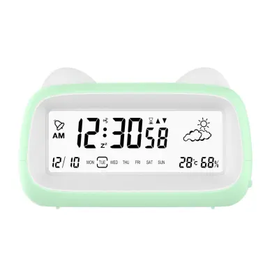 Punjiva mačja budilica s noćnim svjetlom, prikazom temperature i snooze