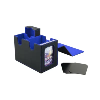 Premium kutija za kartice od PU kože s korejskim baršunom, 160 kartica Blue+Black