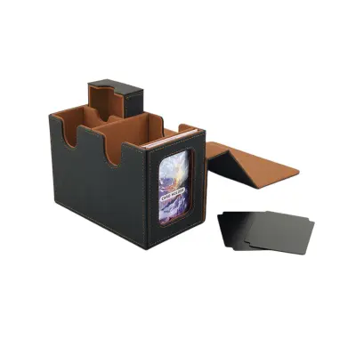 Premium kutija za kartice od PU kože s korejskim baršunom, 160 kartica Black&Gold