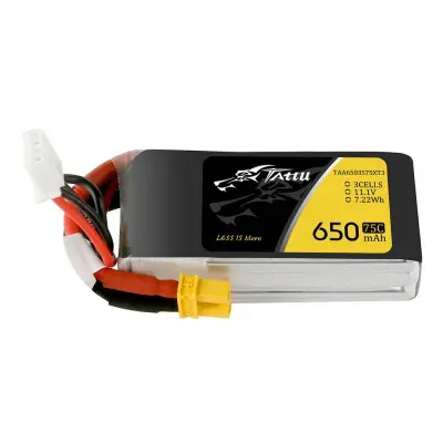 Tattu LiPo baterija 650 mAh 11,1 V 75C 3S1P za RC dronove