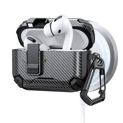 Zaštitna maska za AirPods 4, PC+TPU, 360° rotirajući stalak