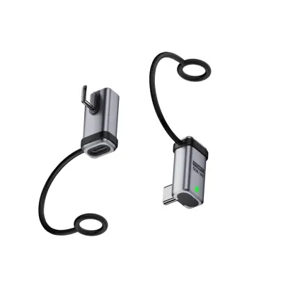 Set od 2: 240W 120Gbps USB-C adapter (ženski na muški), kutni, sa trakicom Srebrna