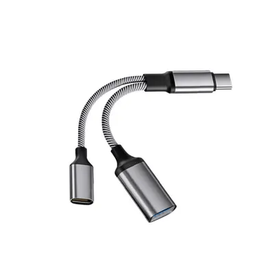 Višenamjenski Type-C na USB adapter s PD punjenjem 60W i OTG prijenosom podataka Siva