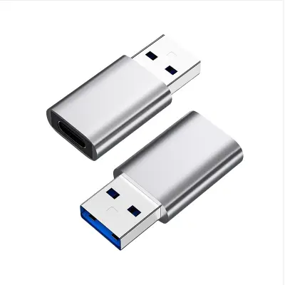 Set od 2 USB 3.0 adaptera (USB-A muški → USB-C ženski) – brz prijenos podataka i punjenje Siva