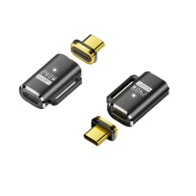 240W magnetni USB-C adapter: ženski na muški, ravni konektor, podržava 40Gbps prijenos podataka i 8K@60Hz video Crna