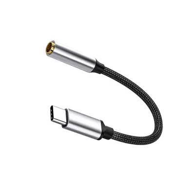 3.5mm Female to Type C Male Audio Adapter Cable - DAC Digital Decoding Earphone Amplifier Srebrna