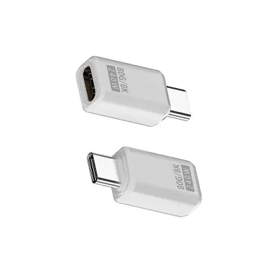 240W 80Gbps USB-C adapter, ženski na muški — ravni konektor (2 kom) Bijela