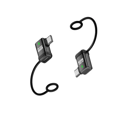 Set od 2 Type-C ženski na Type-C muški bočno zakrivljeni adapter 240W 120Gbps Crna