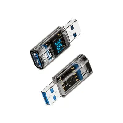 USB 3.2 muški-na-ženski adapter s digitalnim zaslonom - prozirno crna (2 kom)