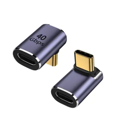 USB-C ženski na USB-C muški kosi adapter (gore/dolje) 40Gbps - 2 kom, svemirsko siva aluminijska legura