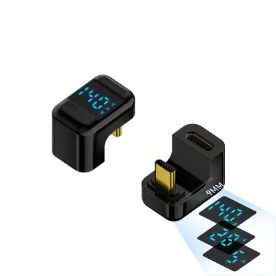 240W USB-C adapter (ženski na muški), U-oblik s digitalnim zaslonom (2 kom) Crna