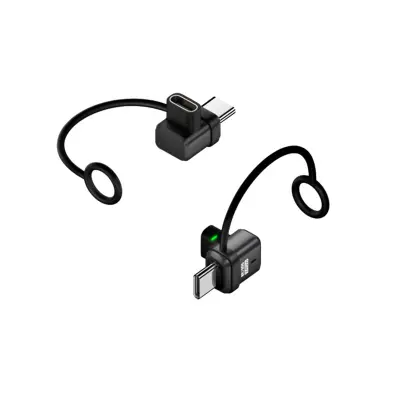 Set od 2: Type-C adapter (ženski na muški), L-oblika — 240W, 120Gbps Crna