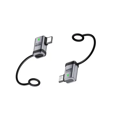 Set od 2 Type-C ženski na Type-C muški bočno zakrivljeni adapter 240W 120Gbps Srebrna
