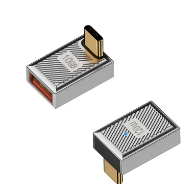 Adapter USB A (ženski) na USB-C (muški), pod pravim kutom, 120W s indikatorom, aluminijska legura