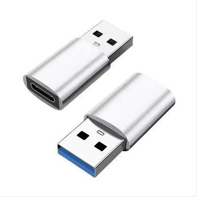 Set od 2 USB 3.0 adaptera (USB-A muški → USB-C ženski) – brz prijenos podataka i punjenje Srebrna