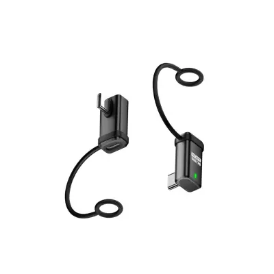 Set od 2: 240W 120Gbps USB-C adapter (ženski na muški), kutni, sa trakicom Crna