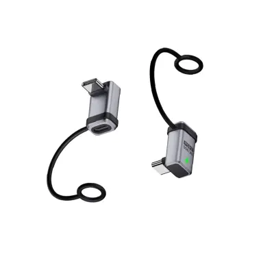 240W USB-C muški–muški 3D kutni adapter (desni kut) – prijenos podataka 120Gbps (2 kom) Srebrna