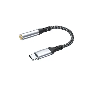 Adapter Type-C na 3,5 mm s DAC čipom, podrška za pozive Siva