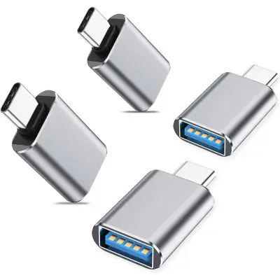 Set od 4 USB-C na USB 3.0 adaptera - visokobrzinski prijenos podataka i punjenje Srebrna