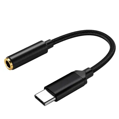 3.5mm Female to Type C Male Audio Adapter Cable - DAC Digital Decoding Earphone Amplifier Crna
