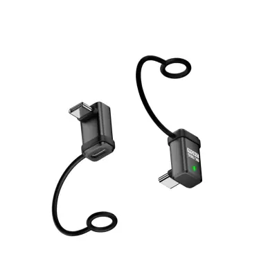 240W USB-C muški–muški 3D kutni adapter (desni kut) – prijenos podataka 120Gbps (2 kom) Crna