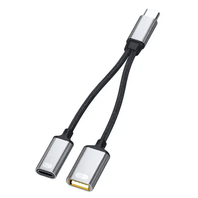 27W Višenamjenski 2-u-1 adapter: Type-C na USB i audio za brzo punjenje i prijenos podataka